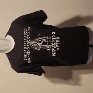 Drinking & Driving death grim reaper art black L tshirt